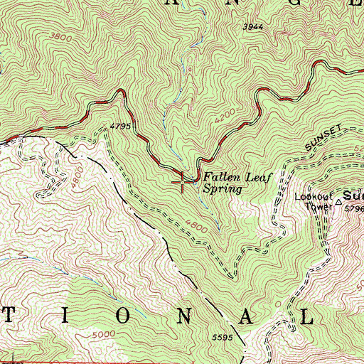 Topographic Map of Fallen Leaf Spring, CA
