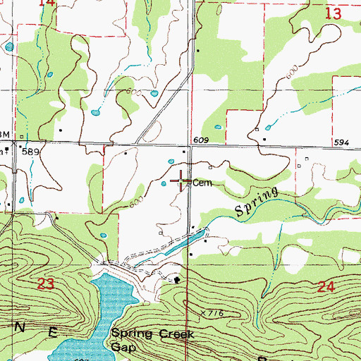 Topographic Map of Brown's Prairie Cemetery, OK