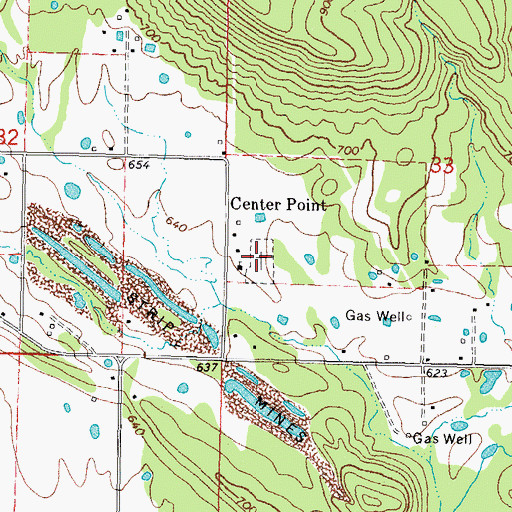Topographic Map of Centerpoint Cemetery, OK
