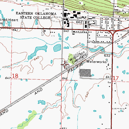 Topographic Map of Masonic Cemetery, OK