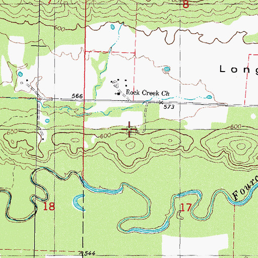 Topographic Map of Rock Creek Cemetery, OK