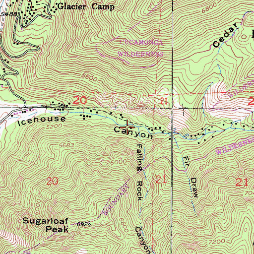 Topographic Map of Falling Rock Canyon, CA