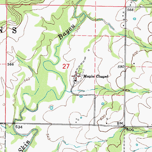 Topographic Map of Maple Cemetery, OK