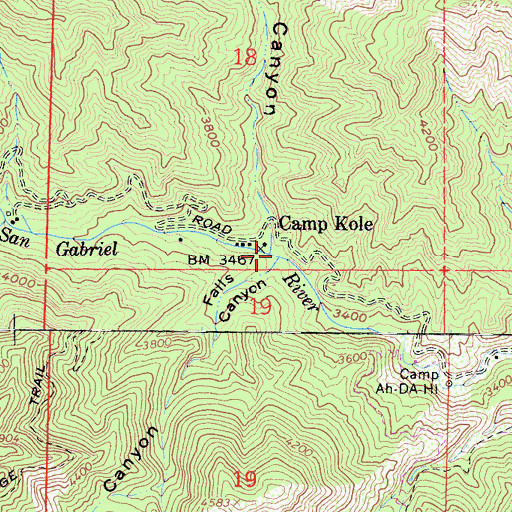 Topographic Map of Falls Canyon, CA