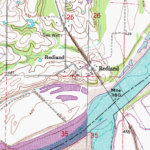 Topographic Map of Redland Cemetery, OK