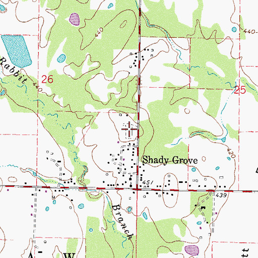 Topographic Map of Shady Grove Cemetery, OK