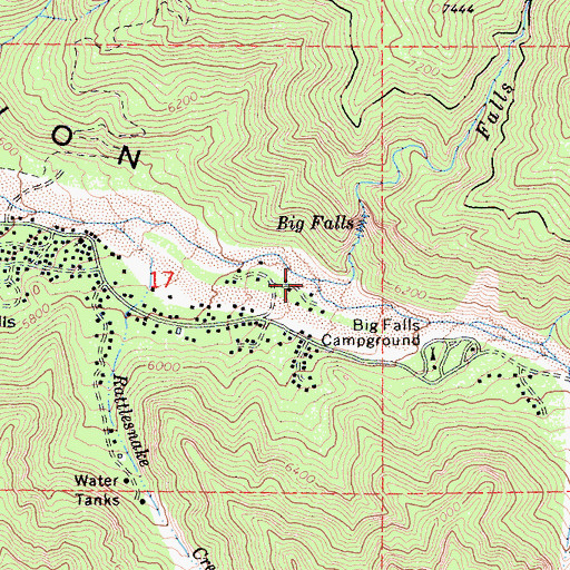 Topographic Map of Falls Creek, CA