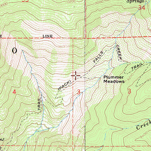 Topographic Map of Falls Creek Trail, CA