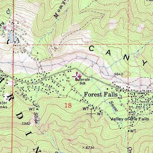 Topographic Map of Fallsvale School, CA
