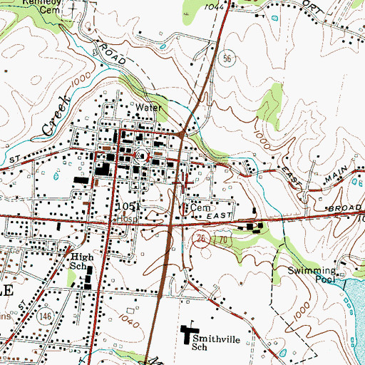 Topographic Map of Smithville Town Cemetery, TN