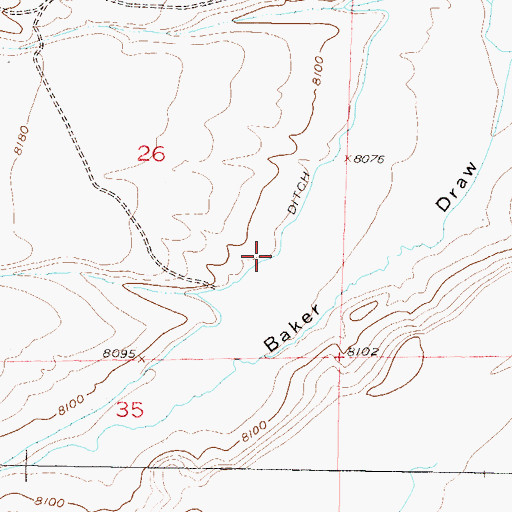 Topographic Map of Baker Draw Ditch, CO