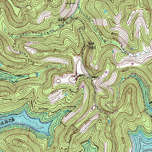 Topographic Map of Merritt Cemetery, TN