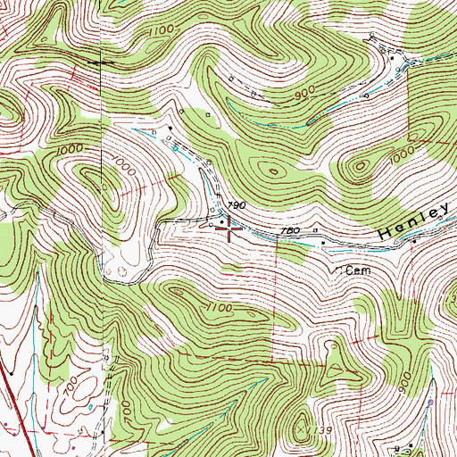 Topographic Map of Moses Griffith Cemetery, TN