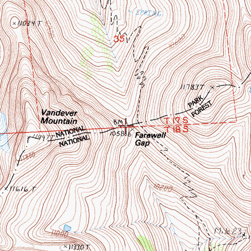 Topographic Map of Farewell Gap, CA