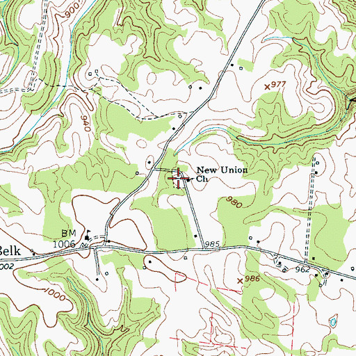 Topographic Map of New Union Baptist Church Cemetery, TN
