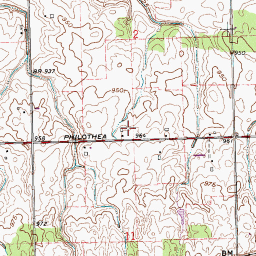 Topographic Map of Honey Lane Farms, OH