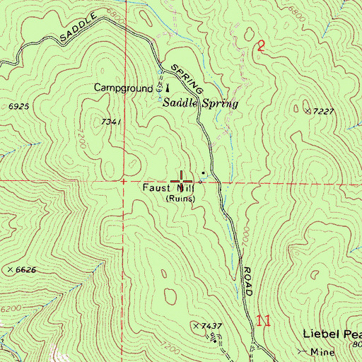 Topographic Map of Faust Mill, CA