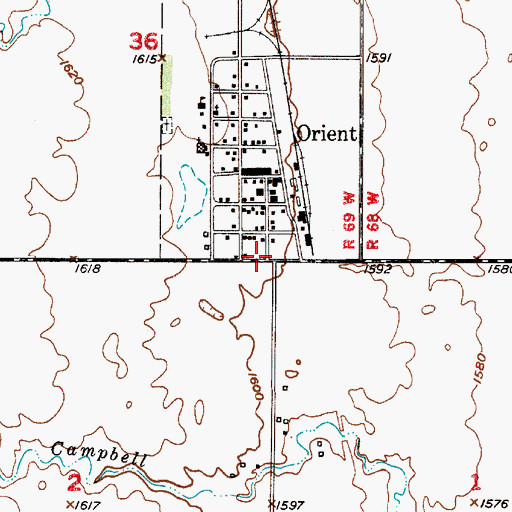 Topographic Map of Orient Post Office, SD