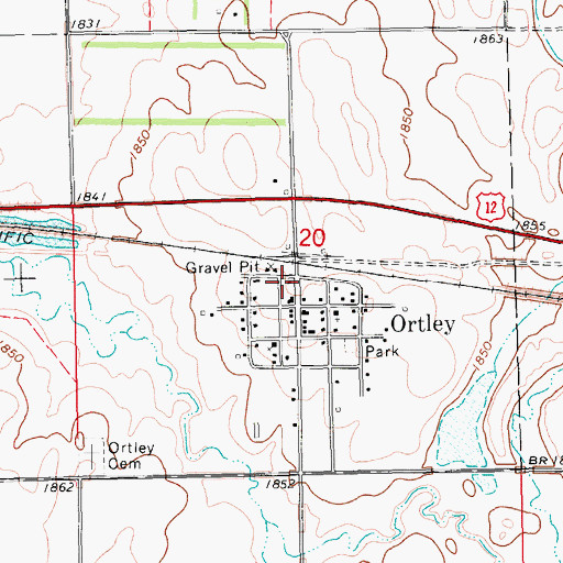 Topographic Map of Ortley Post Office (historical), SD