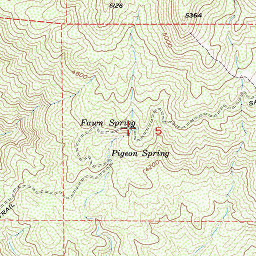 Topographic Map of Fawn Spring, CA