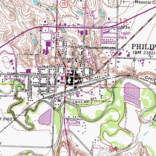 Topographic Map of Philip Post Office, SD