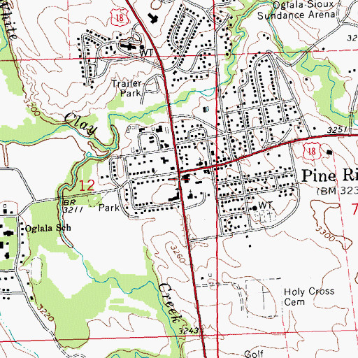 Topographic Map of Pine Ridge Post Office, SD