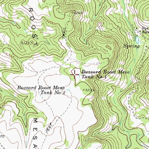 Topographic Map of Buzzard Roost Mesa Tank Number One, AZ