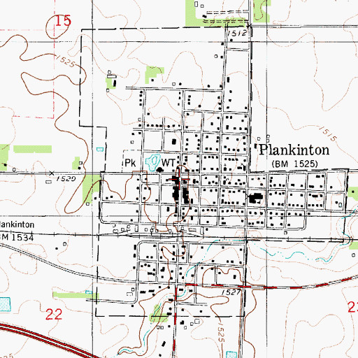 Topographic Map of Plankinton Post Office, SD