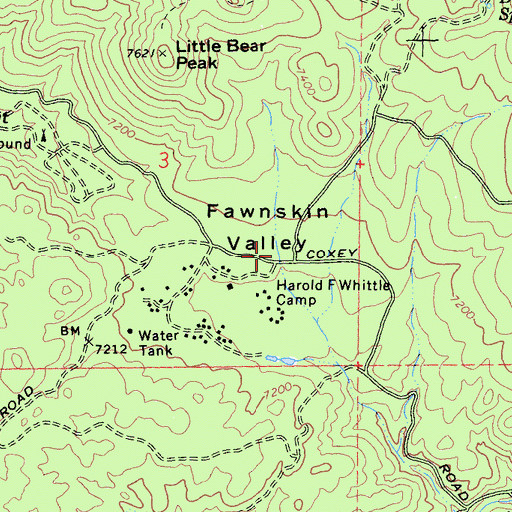 Topographic Map of Fawnskin Valley, CA