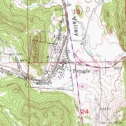 Topographic Map of Pringle Post Office, SD