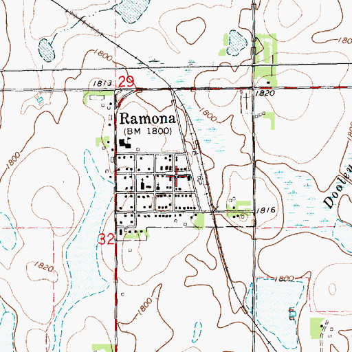Topographic Map of Ramona Post Office, SD