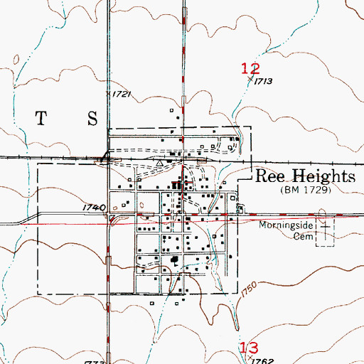 Topographic Map of Ree Heights Post Office, SD