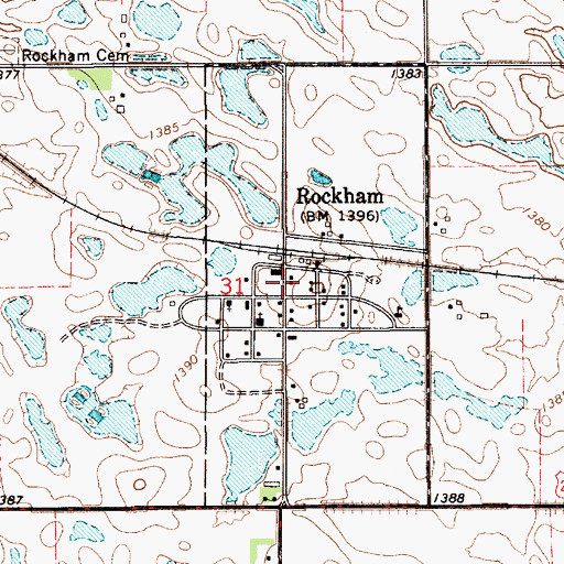 Topographic Map of Rockham Post Office, SD