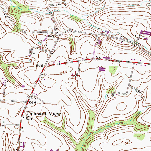Topographic Map of Oberley Farms, PA