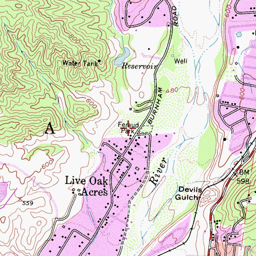 Topographic Map of Feraud Park, CA
