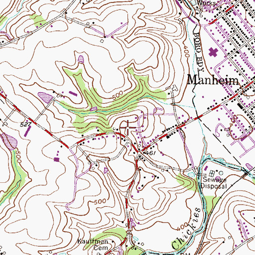 Topographic Map of Longnecker Farm, PA