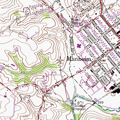 Topographic Map of Windward Farms, PA