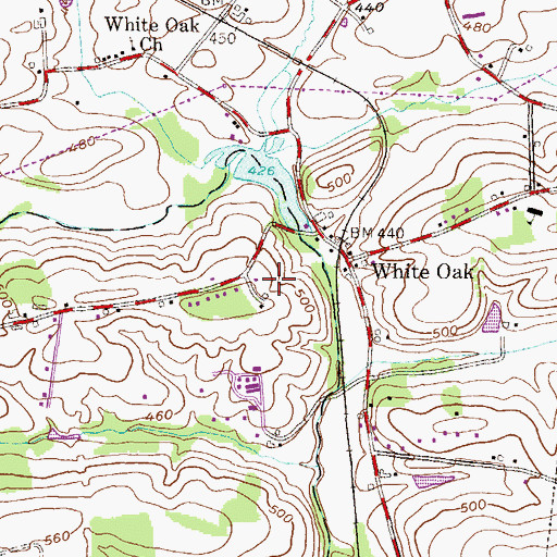 Topographic Map of Blueberry Hill Farm, PA