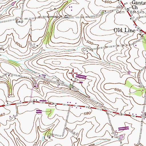 Topographic Map of Valley View Farms, PA