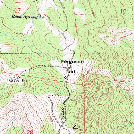 Topographic Map of Ferguson Flat, CA