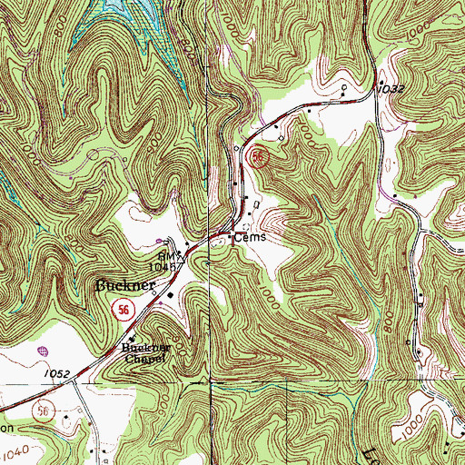 Topographic Map of Walker's Chapel Church Cemetery, TN