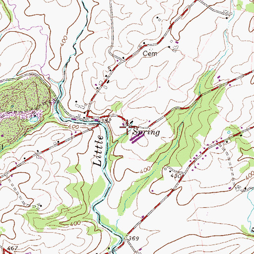 Topographic Map of Sunny Hill Farm, PA