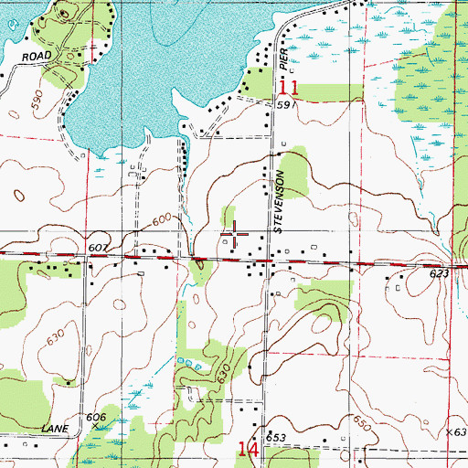 Topographic Map of Malvitz Bay Farms, WI