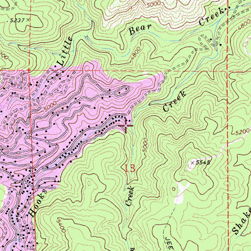 Topographic Map of Fern Creek, CA