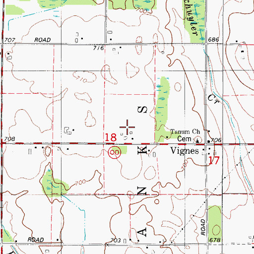 Topographic Map of Vistren Farms, WI