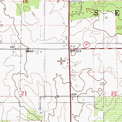 Topographic Map of Meikle Farms, WI
