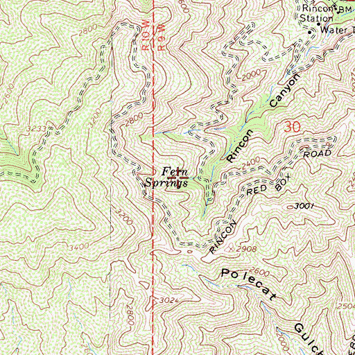 Topographic Map of Fern Springs, CA