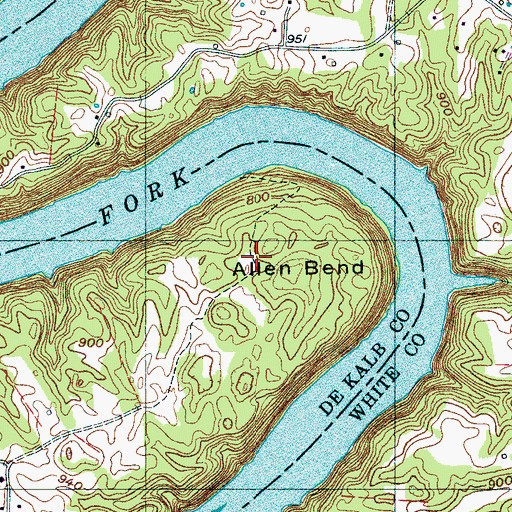 Topographic Map of Allen Cemetery, TN