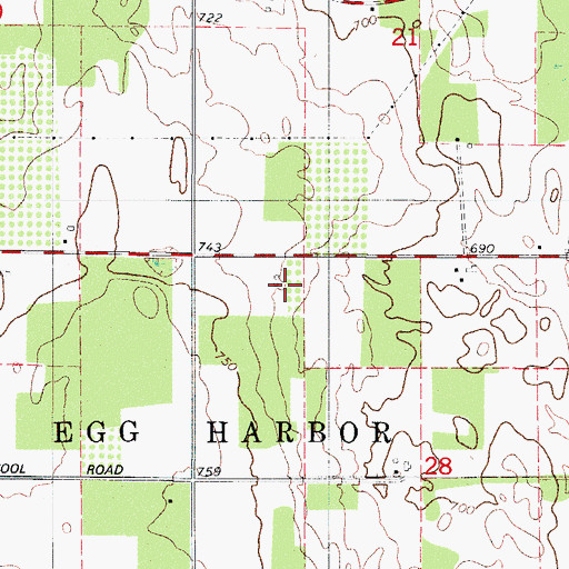 Topographic Map of Lighting Strikes Orchard, WI