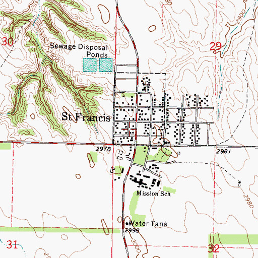 Topographic Map of Saint Francis Post Office, SD